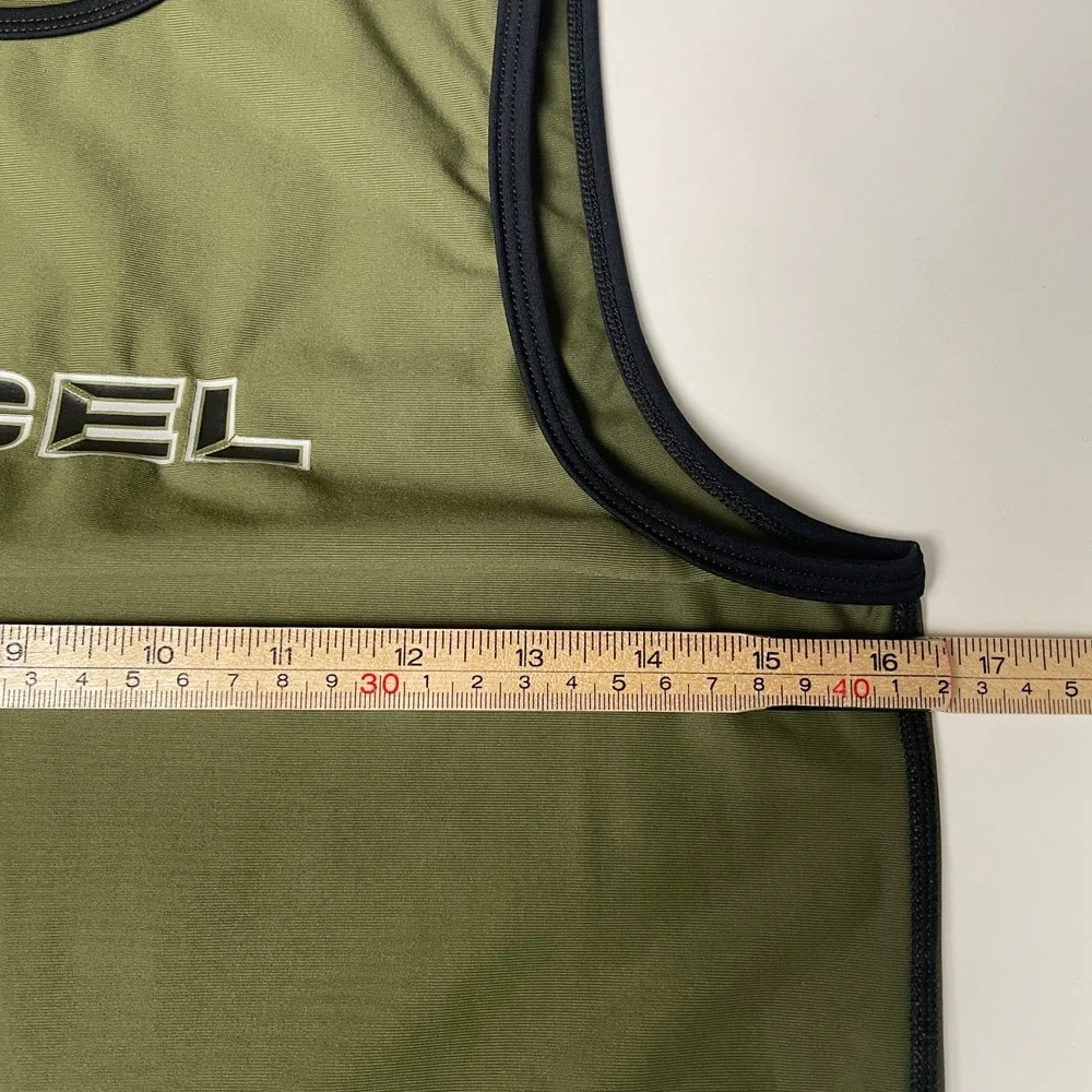 VTG Xcel Hawaii UV Shield Rash Guard Tank Top Olive USA L Fits S/M Surf READ